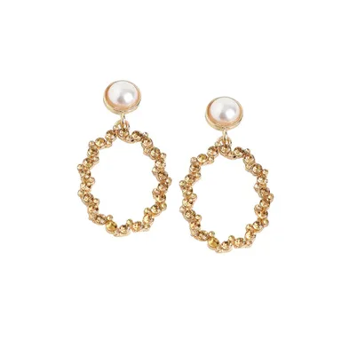 Sohi Women's Gold Embellished Circular Drop Earrings