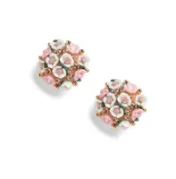 Sohi Women's Pink Flower Cluster Drop Earrings