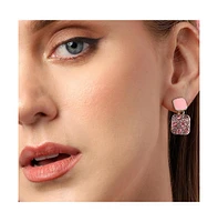 Sohi Women's Pink Embellished Cluster Drop Earrings