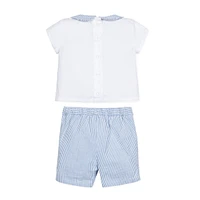 Hope & Henry Layette Baby Boy Peter Pan Shirt and Short 2-Piece Set, Infant