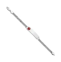 Stainless Steel Red Epoxy Medical Id 8" Engravable Bracelet