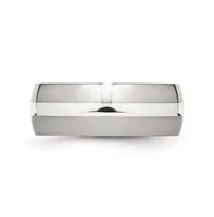 Chisel Stainless Steel Sterling Silver Inlay Polished 8mm Band Ring