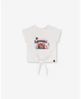 Girl Organic Cotton T-Shirt With Knot White