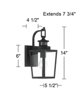 Ackerly Modern Outdoor Wall Light Fixture Motion Sensor Textured Black Dusk to Dawn 14" Clear Glass for Exterior Barn Deck House Porch Yard Patio Outs