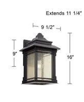 Hickory Point Farmhouse Rustic Mission Outdoor Wall Light Fixture Bronze Lantern 16" Frosted Cream Glass for Exterior House Porch Patio Outside Deck G