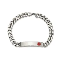 Chisel Stainless Steel Red Enamel Medical Id 8.5" Curb Bracelet
