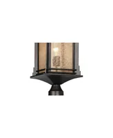 Hickory Point Mission Outdoor Post Light with Direct Burial Pole Walnut Bronze 104" Frosted Cream Glass for Exterior House Porch Patio Outside Deck Dr