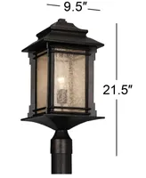 Hickory Point Rustic Outdoor Post Light Fixture Walnut Bronze Steel 21 1/2" Frosted Cream Glass Lantern for Exterior House Porch Patio Outside Garden