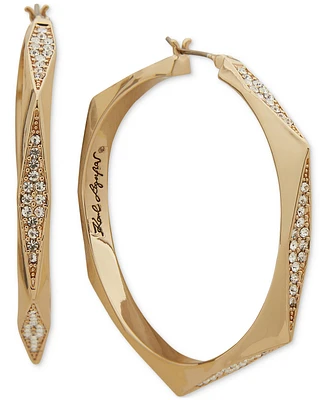 Karl Lagerfeld Paris Medium Pave Geometric Hoop Earrings, 1.66"