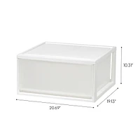 Iris Usa 2 Pack 47 Qt. Extra-Large Stackable Storage Drawer Plastic Drawer Organizer with Clear Doors, for Pantry Bedroom Closet Kitchen Under-Sink Ho