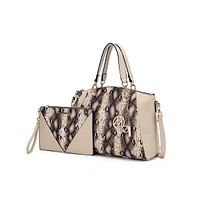 Mkf Collection Addison Snake Embossed Tote Bag with matching Wristlet Pouch by Mia K