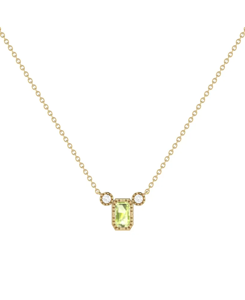 LuvMyJewelry Emerald Peridot Gemstone Round Natural Diamond 14K Yellow Gold Birthstone Necklace