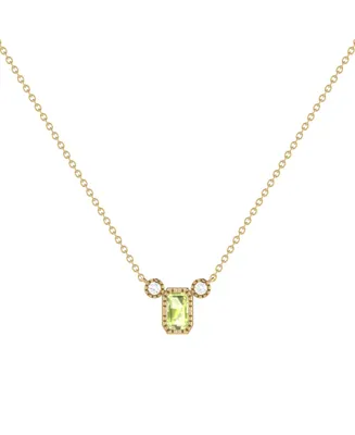 LuvMyJewelry Emerald Peridot Gemstone Round Natural Diamond 14K Yellow Gold Birthstone Necklace