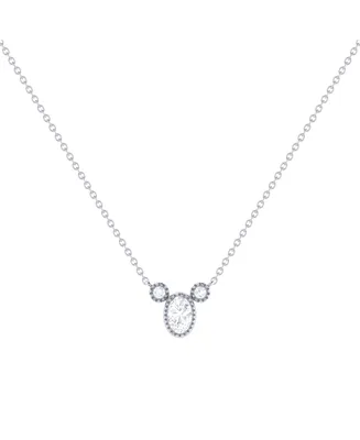 LuvMyJewelry Oval Cut Natural Diamond 14K White Gold Birthstone Necklace