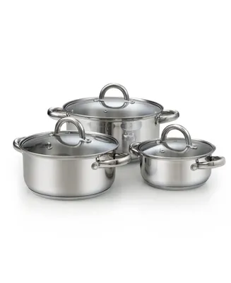 Cook N Home Sauce Pot Stainless Steel Stockpot with Glass Lid, Basic Saucier Casserole Pan Set, 6-Piece