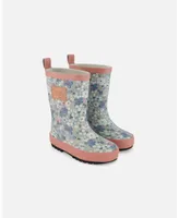 Girl Rain Boots Baby Blue Printed Watercolor Flowers - Toddler|Child