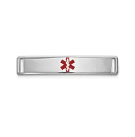 14k White Gold Epoxy Enameled Medical Id Ctr Plate Bracelet