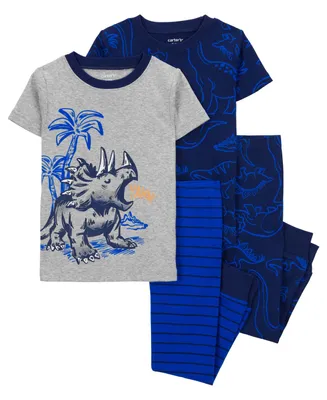 Carter's Toddler Boys Dinosaur Cotton Blend Pajamas, 4 Piece Set