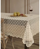 Hlc.me Alona Lace Fabric Tablecloth, Lace Fabric Table Cloth for Rectangle Tables, Wrinkle Resistant Tablecloth