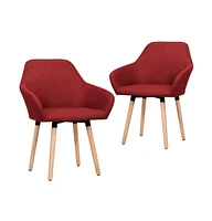 vidaXL Dining Chairs 2 pcs Wine Red Fabric