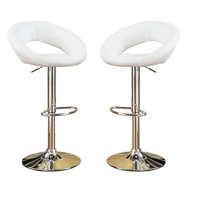 Simplie Fun Set of 2 White Faux Leather Adjustable Chairs