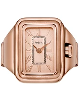 Fossil Women's Raquel Two-Hand Rose Gold-Tone Stainless Steel Ring Watch 14mm