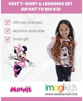 Disney Minnie Mouse Vest T-Shirt and Leggings 3 Piece Outfit Set Infant Girls