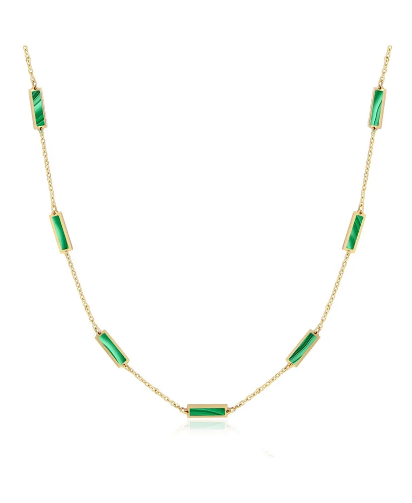 The Lovery Malachite Bar Chain Necklace 14K Gold