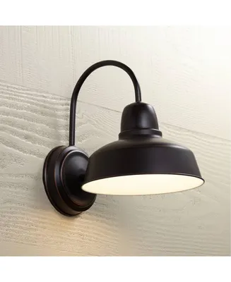 Urban Barn Rustic Farmhouse Outdoor Wall Light Fixture Oil Rubbed Bronze Steel Gooseneck Arm 13" for Exterior House Porch Patio Outside Deck Garage Ya