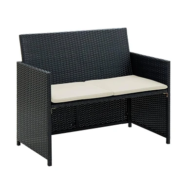 vidaXL Seater Patio Sofa with Cushions Poly Rattan