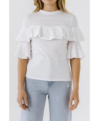 Women's Ruffle Sleeve T-Shirt