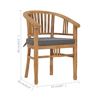 vidaXL Patio Chairs with Cushions 2 pcs Solid Teak Wood