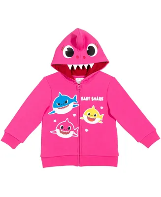 Pinkfong Baby Shark Girl's Zip Up Cosplay Hoodie Toddler| Child