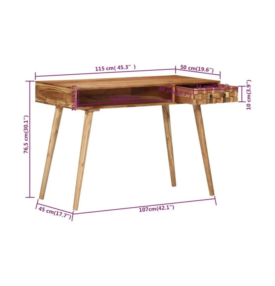 Writing Desk 45.3"x19.7"x29.9" Solid Wood Acacia