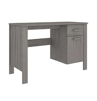 vidaXL Desk Hamar Light Gray 44.5"x19.7"x29.5" Solid Wood Pine