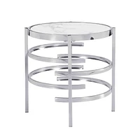 Simplie Fun Sintered Stone Top End Table: Modern Chrome Design