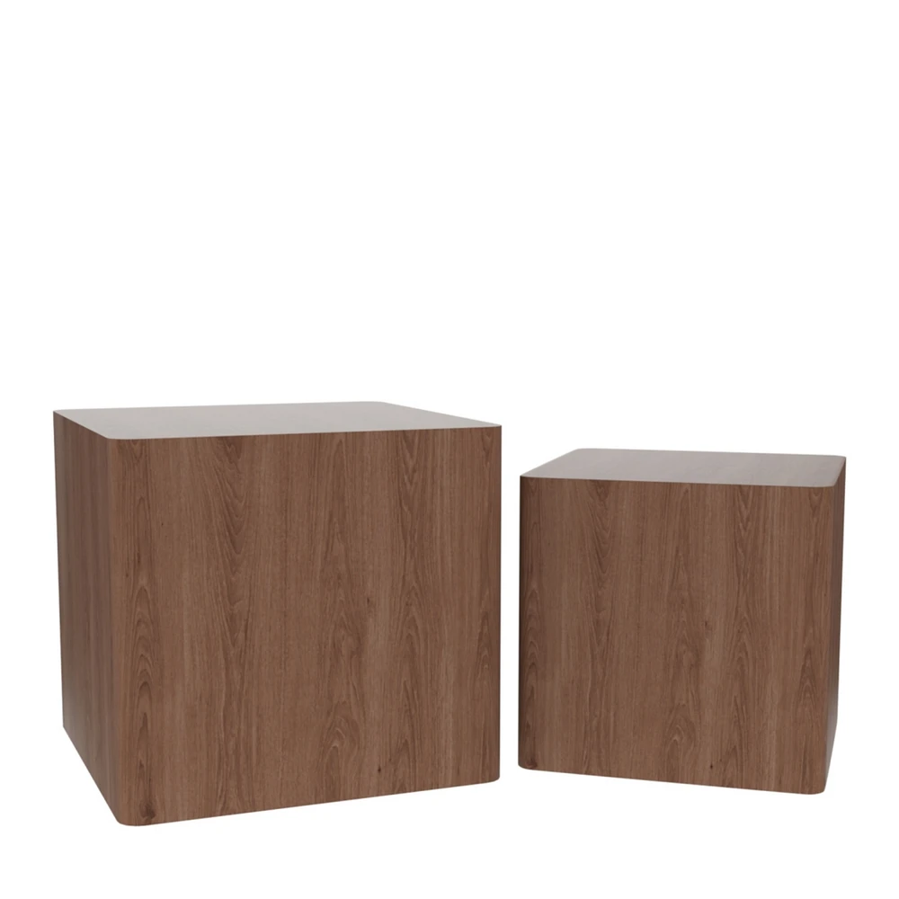 Simplie Fun Walnut Nesting Tables Set - Living Room, Office, Bedroom