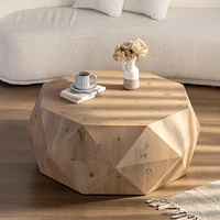 38" Three-Dimensional Embossed Pattern Design American Retro Style Coffee Table