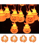 Halloween 80PC Led Pumpkin String Lights Lantern Lamp Indoor Outdoor Party Decor