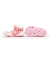 Komuello's Baby Girl First Walk Sock Shoes Daisies - Pink