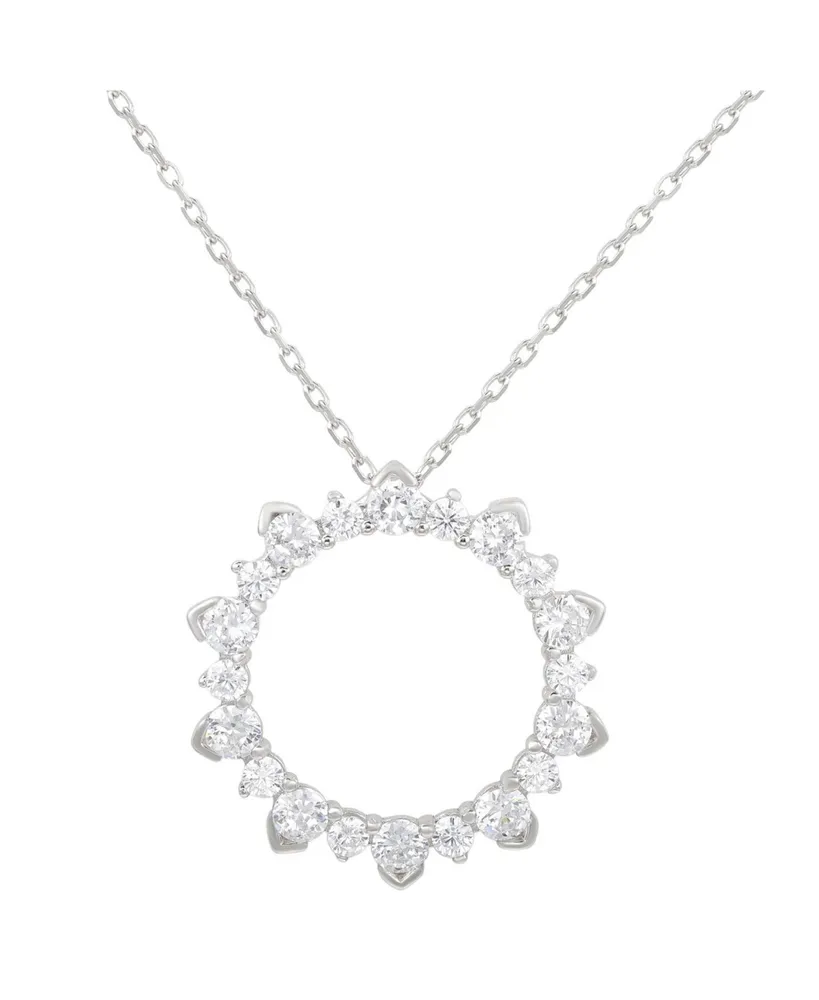 Suzy Levian New York Suzy Levian Sterling Silver Cubic Zirconia Starburst Open Circle Pendant Necklace