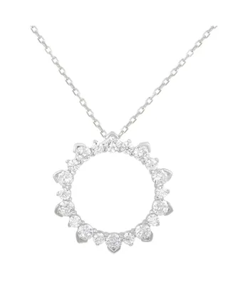 Suzy Levian Sterling Silver Cubic Zirconia Starburst Open Circle Pendant Necklace
