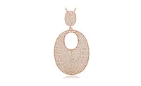 Suzy Levian New York Sterling Silver Cubic Zirconia Pave Open Oval Large Disk Pendant Necklace