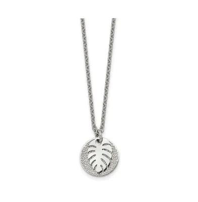 Chisel Circle Leaf Pendant 27 inch Cable Chain Necklace