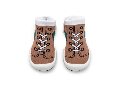 Komuello Infant Boys Breathable Washable Non-Slip Sock Shoes Runner - Brown