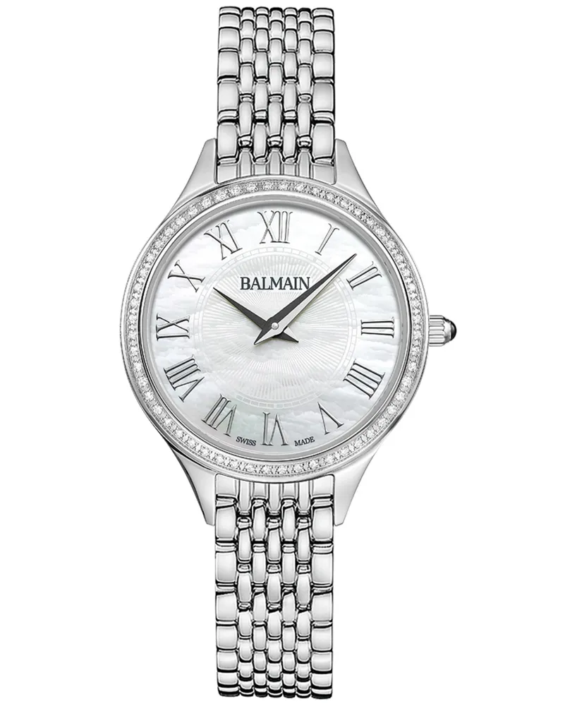 Balmain Women's Swiss Balmain de Balmain Diamond (1/4 ct. t.w.) Stainless Steel Bracelet Watch 29mm