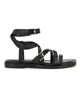Nine West Women's Rulen Square Toe Strappy Flat Sandals