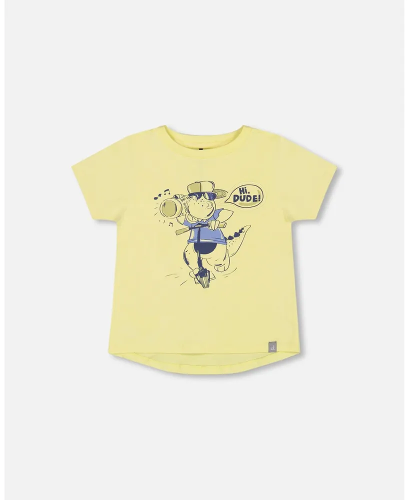 Boy Organic Cotton T-Shirt With Print Lime