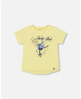 Boy Organic Cotton T-Shirt With Print Lime