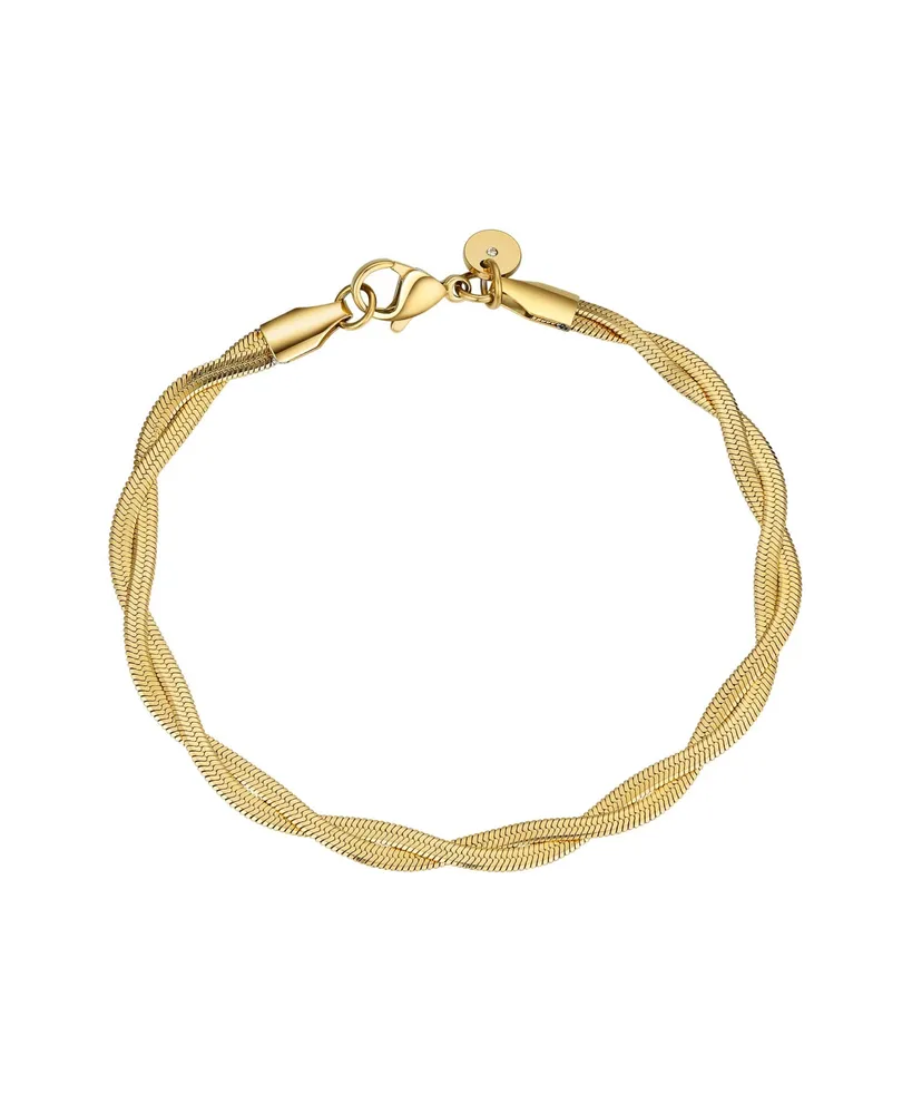 ModaSport Gold-Tone Stainless Steel Rope Herringbone Bracelet